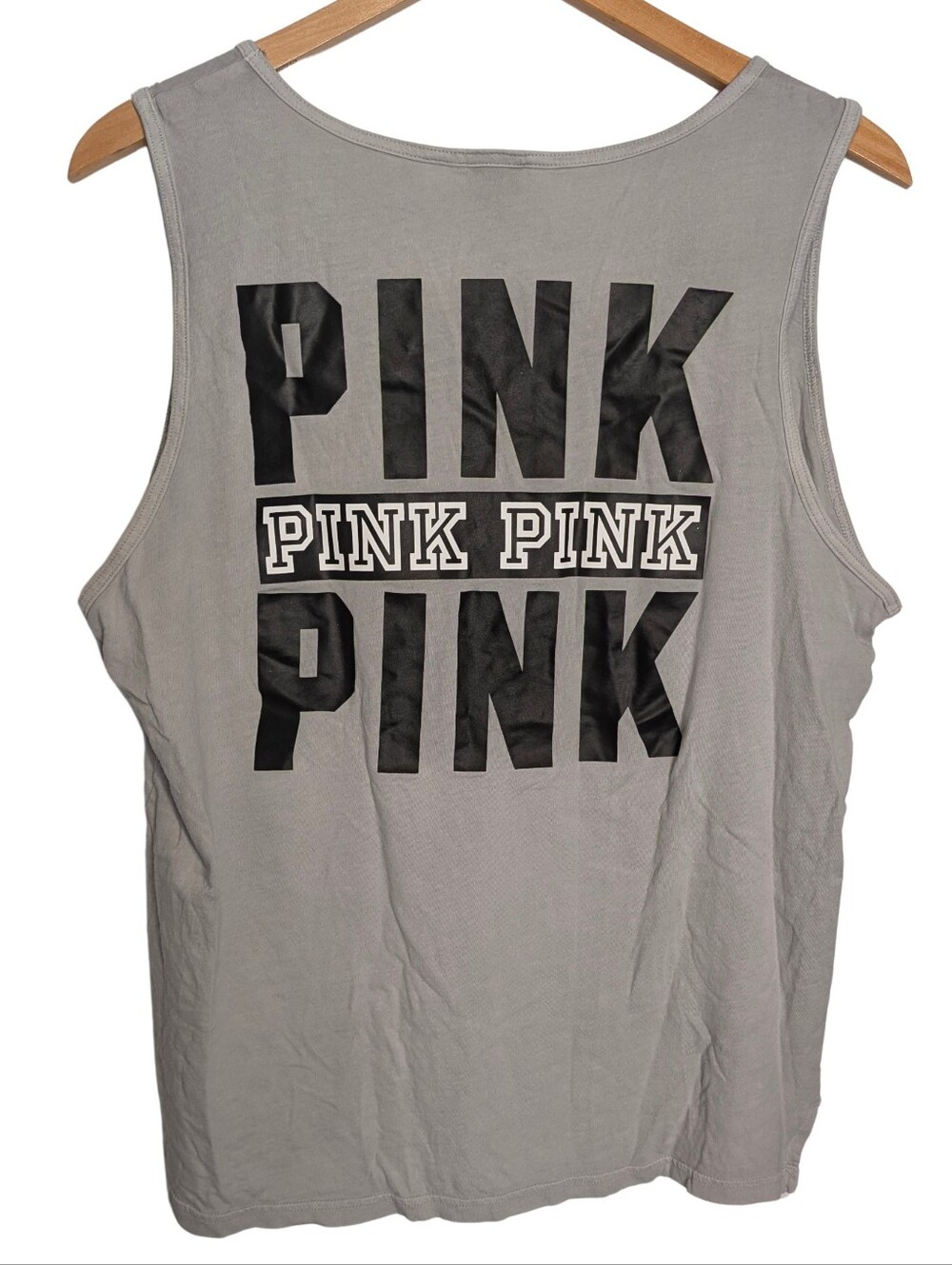 PINK Victoria's Secret Gray Pocket Tank with PINK logo Patch. Size Large